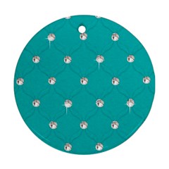 Turquoise Diamond Bling Ceramic Ornament (round)