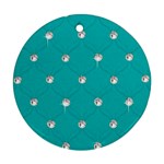 Turquoise Diamond Bling Ceramic Ornament (Round) Front