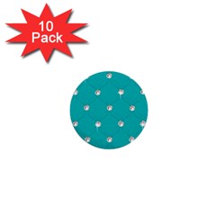 Turquoise Diamond Bling 10 Pack Mini Button (round) by artattack4all