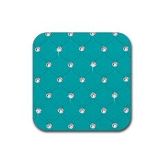 Turquoise Diamond Bling 4 Pack Rubber Drinks Coaster (square) by artattack4all
