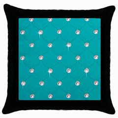 Turquoise Diamond Bling Black Throw Pillow Case