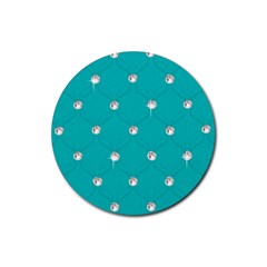 Turquoise Diamond Bling Rubber Drinks Coaster (Round)
