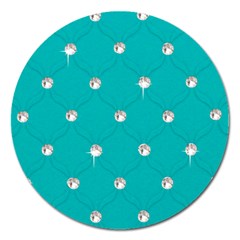 Turquoise Diamond Bling Extra Large Sticker Magnet (Round)