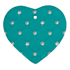 Turquoise Diamond Bling Heart Ornament (Two Sides)