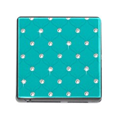 Turquoise Diamond Bling Card Reader With Storage (square) by artattack4all