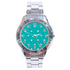 Turquoise Diamond Bling Stainless Steel Analogue Watch (Round)