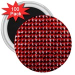 Deep Red Sparkle Bling 100 Pack Large Magnet (Round) Front