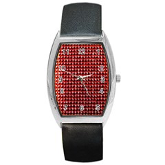 Deep Red Sparkle Bling Black Leather Watch (tonneau)