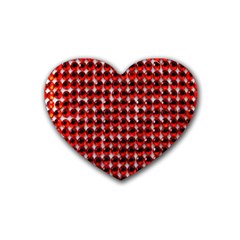 Deep Red Sparkle Bling 4 Pack Rubber Drinks Coaster (heart) by artattack4all