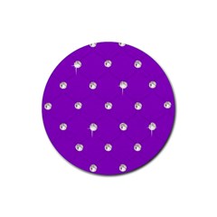 Royal Purple Sparkle Bling 4 Pack Rubber Drinks Coaster (round)