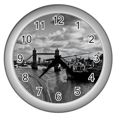 River Thames Waterfall Silver Wall Clock by Londonimages