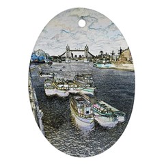 River Thames Art Ceramic Ornament (oval) by Londonimages