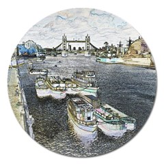 River Thames Art Extra Large Sticker Magnet (round)