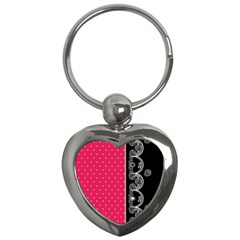 Lace Dots With Black Pink Key Chain (heart) by strawberrymilk