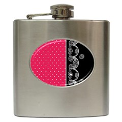 Lace Dots With Black Pink Hip Flask (6 Oz) by strawberrymilk