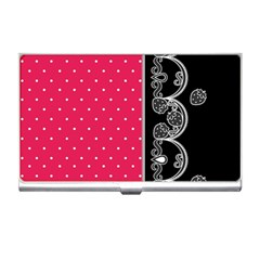 Lace Dots With Black Pink Business Card Holder by strawberrymilk