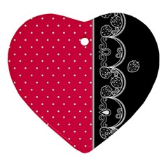 Lace Dots With Black Pink Heart Ornament (two Sides) by strawberrymilk