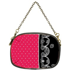 Lace Dots With Black Pink Chain Purse (one Side)