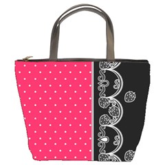 Lace Dots With Black Pink Bucket Bag by strawberrymilk