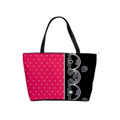 Lace Dots With Black Pink Classic Shoulder Handbag by strawberrymilk