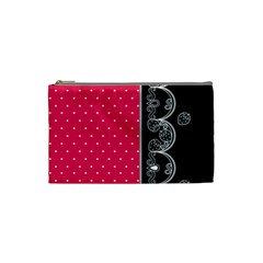 Lace Dots With Black Pink Cosmetic Bag (small) by strawberrymilk