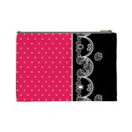 Lace Dots With Black Pink Cosmetic Bag (Large) Back