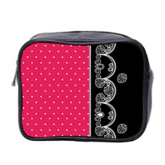 Lace Dots With Black Pink Mini Toiletries Bag (two Sides) by strawberrymilk