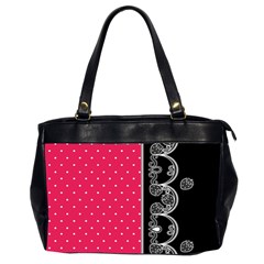 Lace Dots With Black Pink Oversize Office Handbag (two Sides) by strawberrymilk