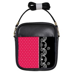 Lace Dots With Black Pink Girls Sling Bag by strawberrymilk