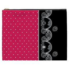 Lace Dots With Black Pink Cosmetic Bag (xxxl) by strawberrymilk