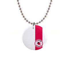 Brand Ribbon Pink With White 1  Button Necklace by strawberrymilk
