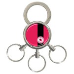 Brand Ribbon Black With Pink 3-Ring Key Chain Front