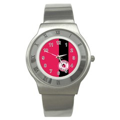 Brand Ribbon Black With Pink Stainless Steel Watch