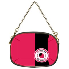 Brand Ribbon Black With Pink Chain Purse (one Side)