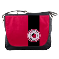 Brand Ribbon Black With Pink Messenger Bag by strawberrymilk