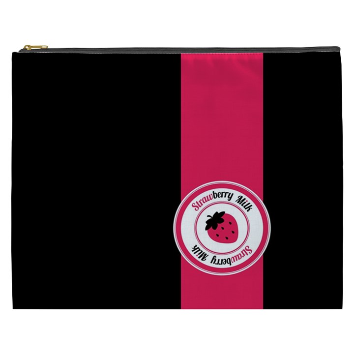 Brand Ribbon Pink With Black Cosmetic Bag (XXXL)