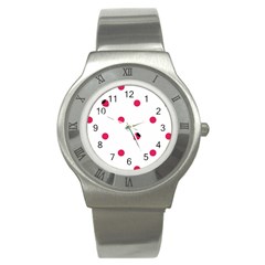 Strawberry Dots Pink Stainless Steel Watch