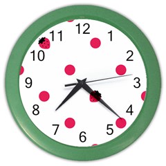 Strawberry Dots Pink Color Wall Clock by strawberrymilk