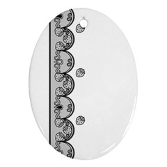 Lace White Dots White With Black Ornament (oval) by strawberrymilk