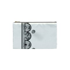 Lace White Dots White With Black Cosmetic Bag (small)