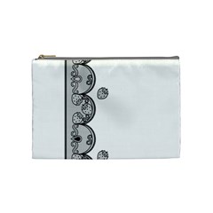 Lace White Dots White With Black Cosmetic Bag (medium)