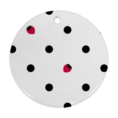 Strawberry Dots Black Ornament (round) by strawberrymilk