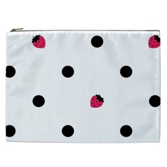 Strawberry Dots Black Cosmetic Bag (xxl)