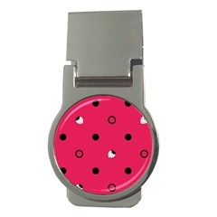Strawberry Dots Black With Pink Money Clip (round)