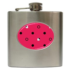 Strawberry Dots Black With Pink Hip Flask (6 Oz)