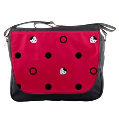 Strawberry Dots Black With Pink Messenger Bag by strawberrymilk