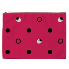 Strawberry Dots Black With Pink Cosmetic Bag (xxl) by strawberrymilk