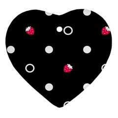 Strawberry Dots White With Black Ornament (heart) by strawberrymilk