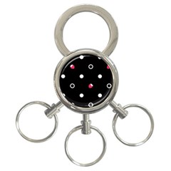 Strawberry Dots White With Black 3-ring Key Chain