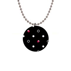 Strawberry Dots White With Black 1  Button Necklace by strawberrymilk